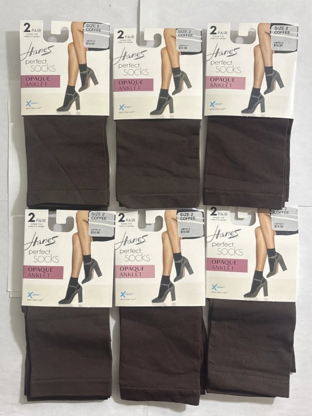 Hanes Perfect Socks Opaque Anklet Womens Size 2 Coffee Sheer Toe 12 Pairs New